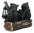 Ebros Beacon Of Happiness Black Bear Family Welcome Sign Statue Solar LED Light