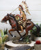 Indian Chief Eagle Warrior War Headdress On Horse Throwing Spear Figurine 13"H