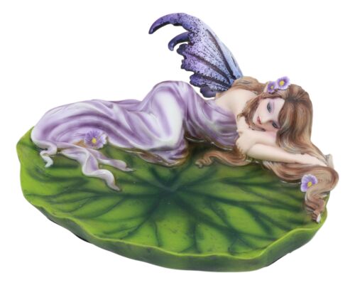 Ebros Starry Night Lavender Fairy Sleeping On Lily Pad Soap Dish Vanity Decor