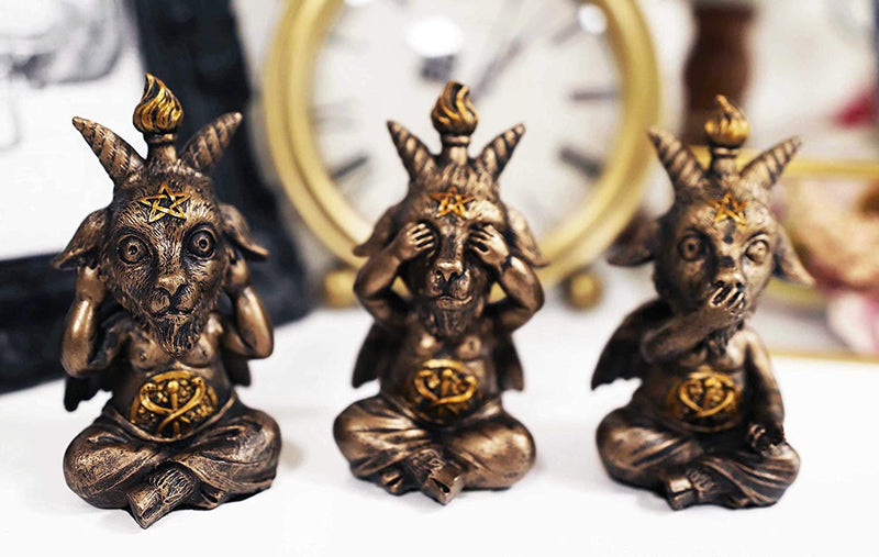 Goat of Mendes Samael Lilith See Hear Speak No Evil Baphomets Set of 3