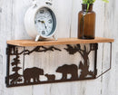 Forest Rustic Western Black Bear Family Metal Cutout Art Wall Hanging Wood Shelf