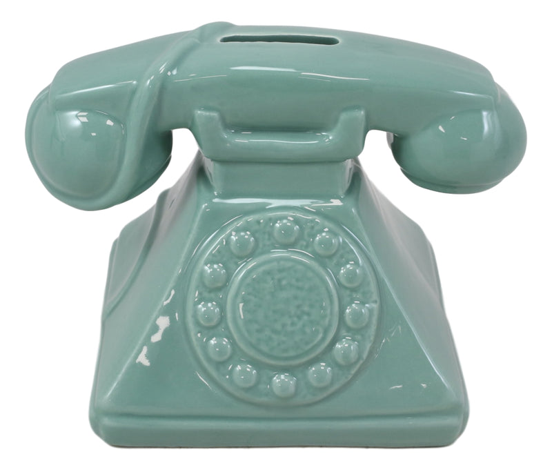 Vintage Nostalgia Teal Rotary Telephone 7"L Money Coin Piggy Bank Decor