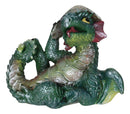 Adorable Green Earth Dragon Hatchling Baby Egg Shell Figurine 2.75"H Collectible