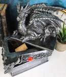 Medieval Fantasy Dragon Guardian of Knowledge Secret Trinket Box Figurine 8.25"H