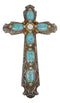 18"H Rustic Western Scroll Lace Wall Cross With Crystals & Turquoise Gemstones