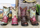 Set of 4 Western Longhorn Silver Studs Cowboy Boots Make Up Tools Pen Holders