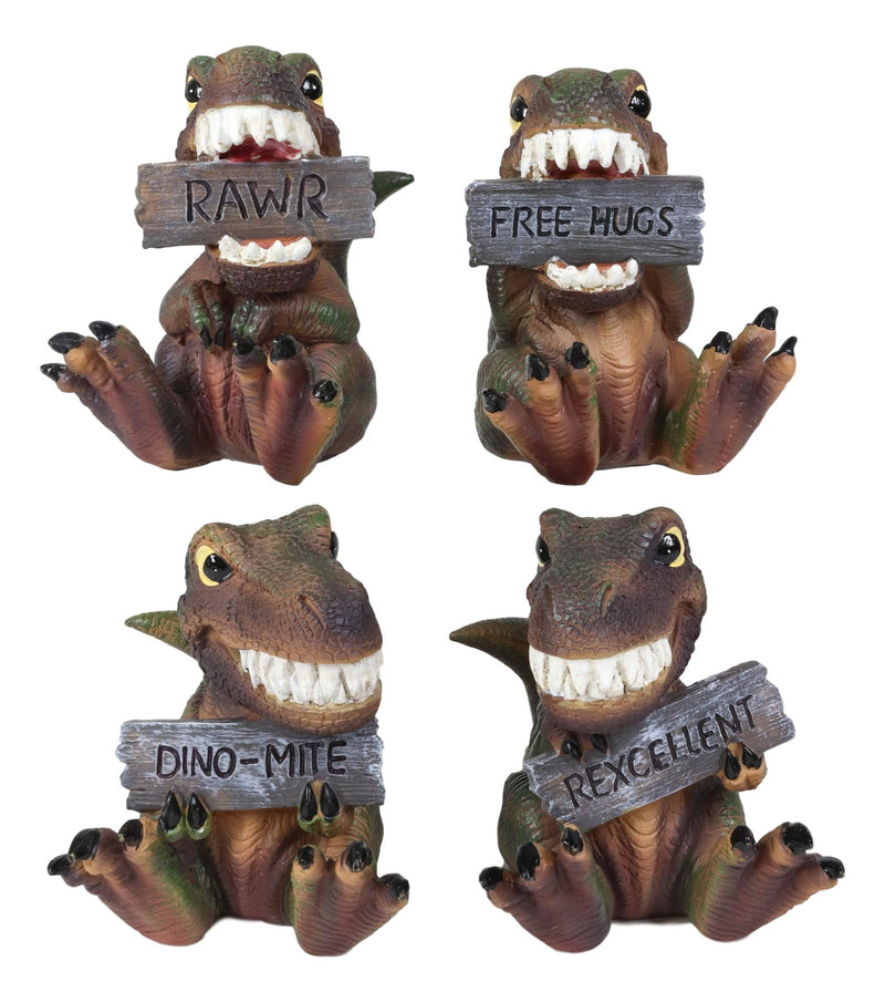 Jurassic Proclamations Dinosaur T Rex Babies With Signs Figurine Set 4"Tall