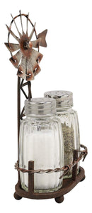 Ebros 6.5"H Rustic Country Farm Windmill Outpost Salt And Pepper Shakers Set