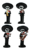 Ebros 4"Tall Fiesta Squad Day Of The Dead Skeleton Mariachi Band Statue Set of 4 Violin Guitarron Guitar And Trumpet Player Dias De Muertos Figurine Decor Set Or As Wedding Cake Toppers