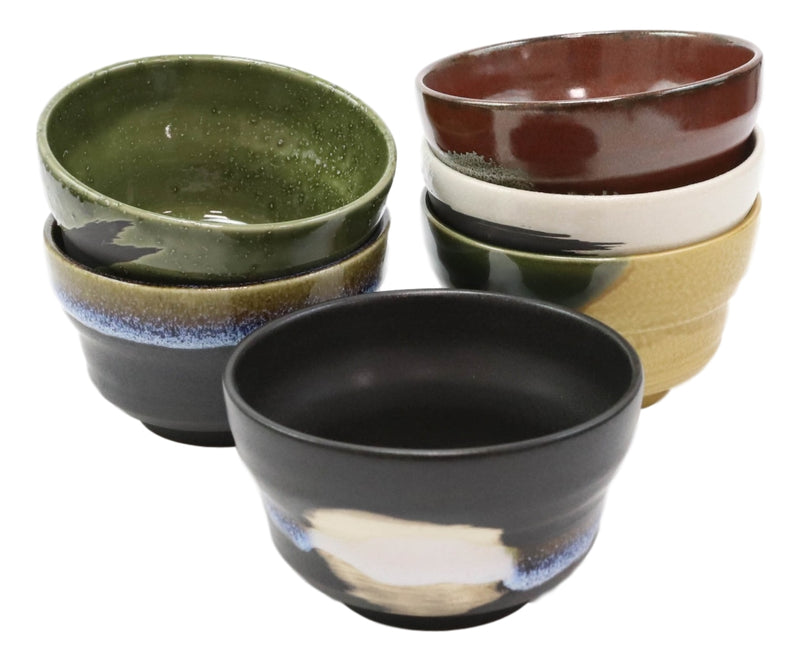 Pack Of 6 Made In Japan Colorful Abstract Art Kiln Natural Glazed Ceramic Bowls
