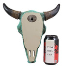 Ebros 10.5" Wide Western Southwest Steer Bison Buffalo Bull Cow Horned Skull Head Turquoise Silver Cross with Floral Lace Design Wall Mount Decor - Ebros Gift