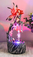 Ebros Gift Beautiful Jester Fairy Magenta On Cave Ledge With Crystal LED Night Light Figurine