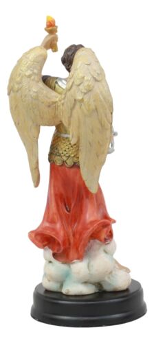 Catholic Church Archangel Saint Uriel With Holy Spirit Torch Statue With Base - Ebros Gift