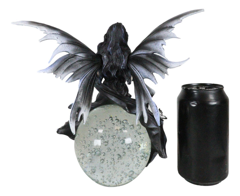 Fantasy Gathering Storm Gothic Fairy Sitting On Bubble Moon Glass Ball Statue