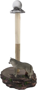 Gray Wolf and Full Moon Paper Towel Holder Kitchen Decor