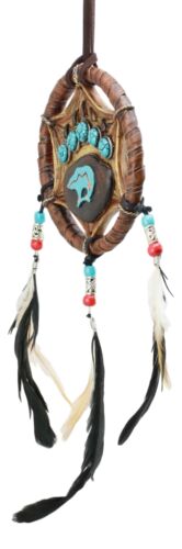 Turquoise Native Bear Paw Dreamcatcher Wall Hanging Decor 5"Diam Dream Catcher