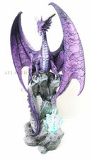 Large Hoarfrost Twilight Dragon Guarding LED Light Crystal Elements Statue