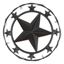 16"D Western Lone Star With Mini Stars Barbed Wire Metal Circle Wall Plaque