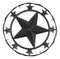 16"D Western Lone Star With Mini Stars Barbed Wire Metal Circle Wall Plaque