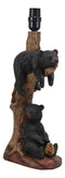 Ebros Rustic Black Bears Napping & Eating Honey Table Lamp Sculpture With Shade