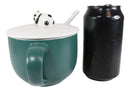 Happy Hour Sleeping Panda Bear Green Ceramic Coffee Mug With Spoon And Lid Set