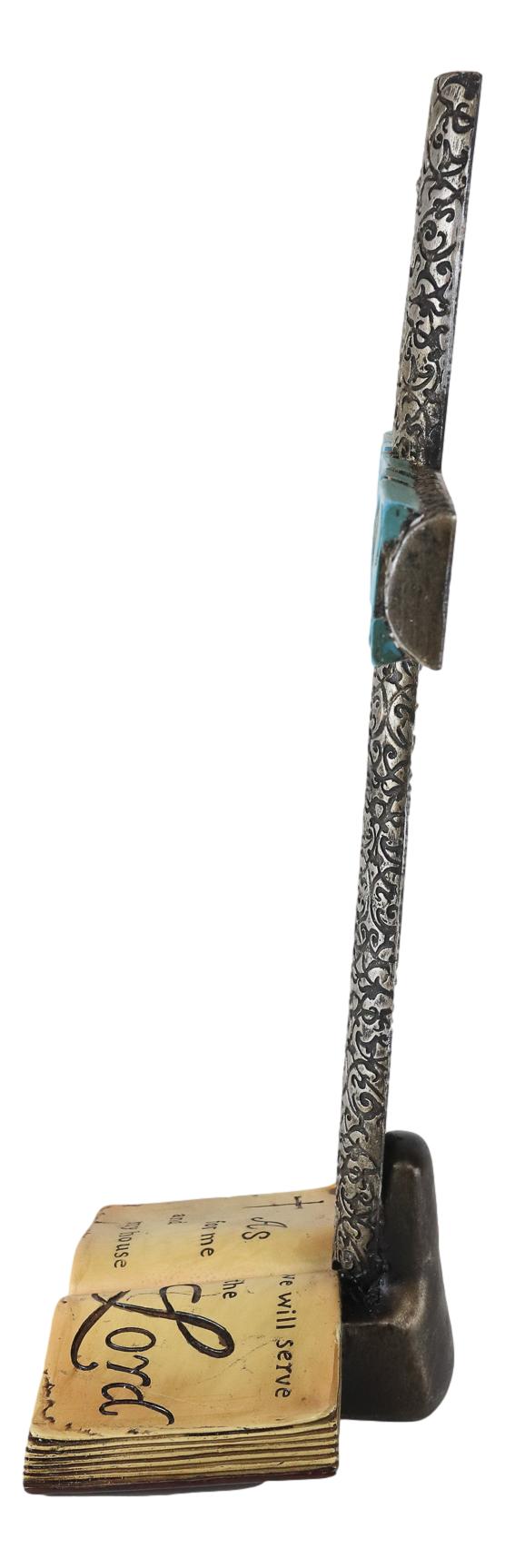 Silver Scroll Filigree Pattern Believe Standing Cross Desktop Plaque Figurine