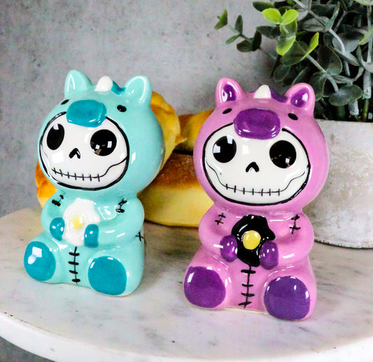 Ebros Furry Bones Unicorn Salt And Pepper Shakers Ceramic Set Voodoo Unie - Ebros Gift