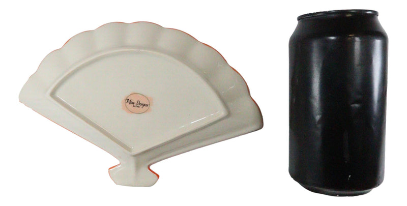 Ebros Set Of 4 Yellow Summer Flower Blooms Oriental Fan Shaped Appetizer Sushi Plates