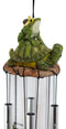 Ebros Tortoise Piggybacking Green Frog With Snail Garden Patio Wind Chime Decor