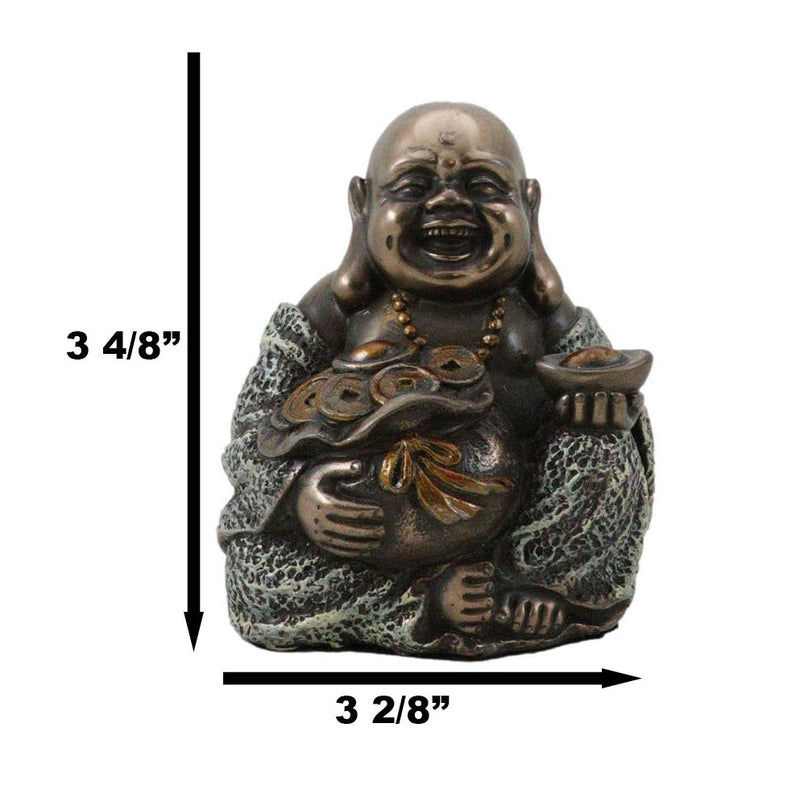Lucky Buddha With Golden Nugget & Coins Figurine Buddhism Eastern Enli ...