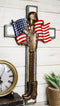 Patriotic USA Flag Fallen Soldier Helmet Rifle and Tactical Boots Wall Cross
