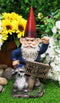 Ebros Grumpy Mr Gnome Dwarf With Feisty Raccoon Raising Fists Not Welcome Statue 17"H