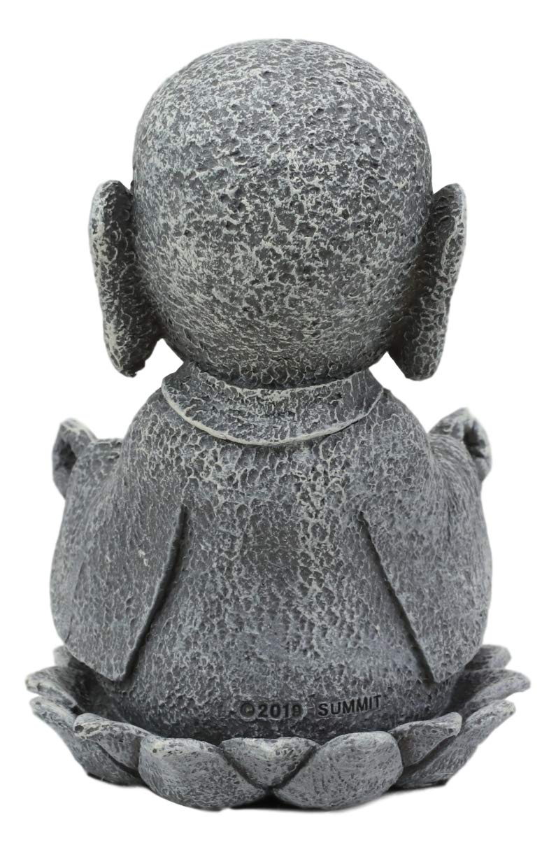 Ebros Zen Meditating Japanese Jizo Monk With Om Hand On Lotus Statue 4" Tall