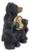 Large Rustic Forest Black Bear With 2 Cubs Holding Mama Knows Best Sign Statue