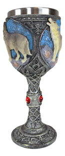 Ebros Howling Gray Wolf In Starry Night Wine Goblet With Celtic Knotwork 7oz