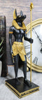 Egyptian God Anubis With Staff and Ankh Standing On Hieroglyphic Base Figurine