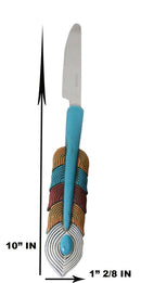 Southwest Chic Indian Turquoise Feather Flatware 4 Spoon Teaspoon Fork Knife Set