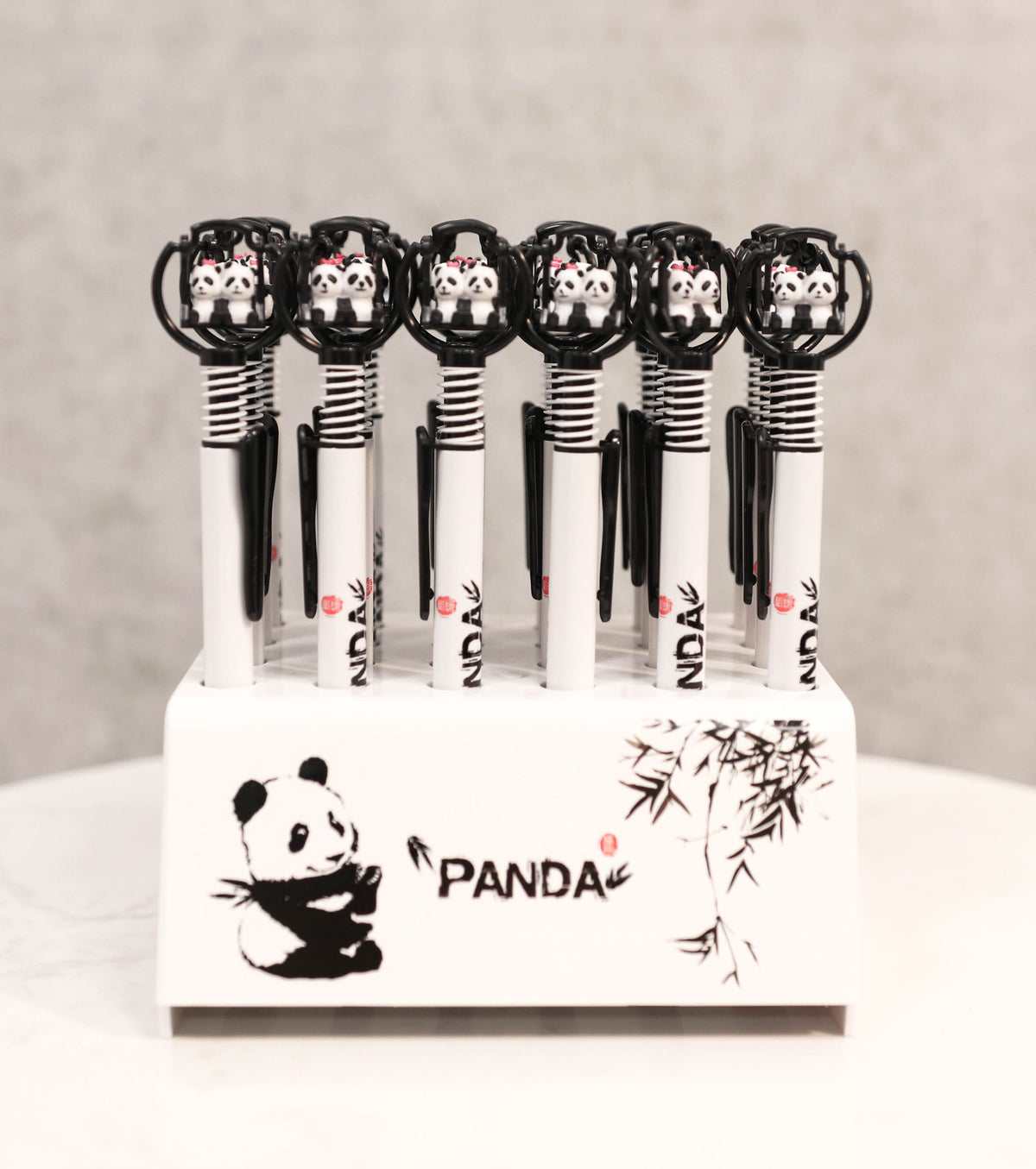 Pack Of 24 Panda Bear Cubs On Swing White Ballpoint Ball Black Ink Pens W/ Base - Ebros Gift