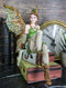 Ebros Steampunk Burlesque Traveler Fairy Sitting On Suitcases Figurine 9" H Victorian Atlas Globe Faerie with Clockwork Wings (Suitcase Atlas)