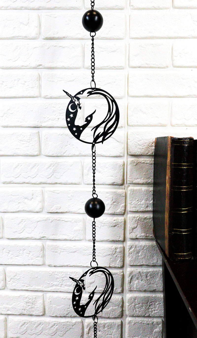 Sacred Unicorn Horse with Moon and Stars Metal Wall Hanging Mobile Wind Chime