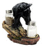 Ebros Western Decor Stallion Horse By Wagon Wheel Salt Pepper Shakers Holder Set 6.25"H (Black)