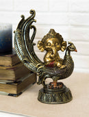 Hindu Supreme God Of Success And Arts Baby Ganesha Sitting On Peacock Statue