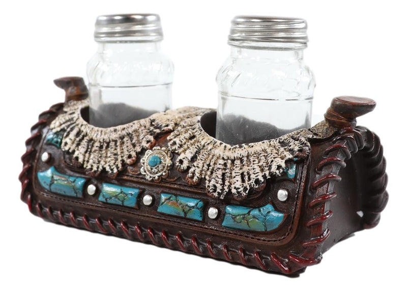 Pack of 2 Western Turquoise Gems Horse Saddle Salt and Pepper