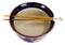 Mandala Floral Blossoms Purple Ramen Noodles Soup Large 6"D Bowl W/ Chopsticks