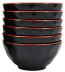 Ebros Ridged Red And Black Melamine 8 oz Rice Miso Appetizer Soup Bowl Pack Of 6