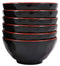 Ebros Ridged Red And Black Melamine 8 oz Rice Miso Appetizer Soup Bowl Pack Of 6
