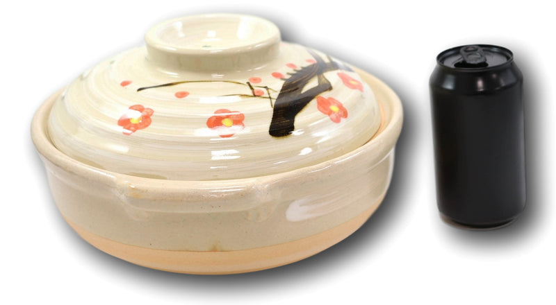 Japanese Cherry Blossom Donabe Stoneware Hot Clay Pot Casserole With Lid 90 FLOZ