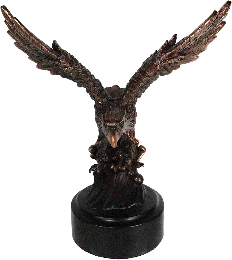 Majestic American Bald Eagle Skimming Over Water To Catch Fish Figurine W/ Base