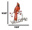 Rustic Country Red Cardinal Bird Perching On Branch Welcome Sign Wall Decor