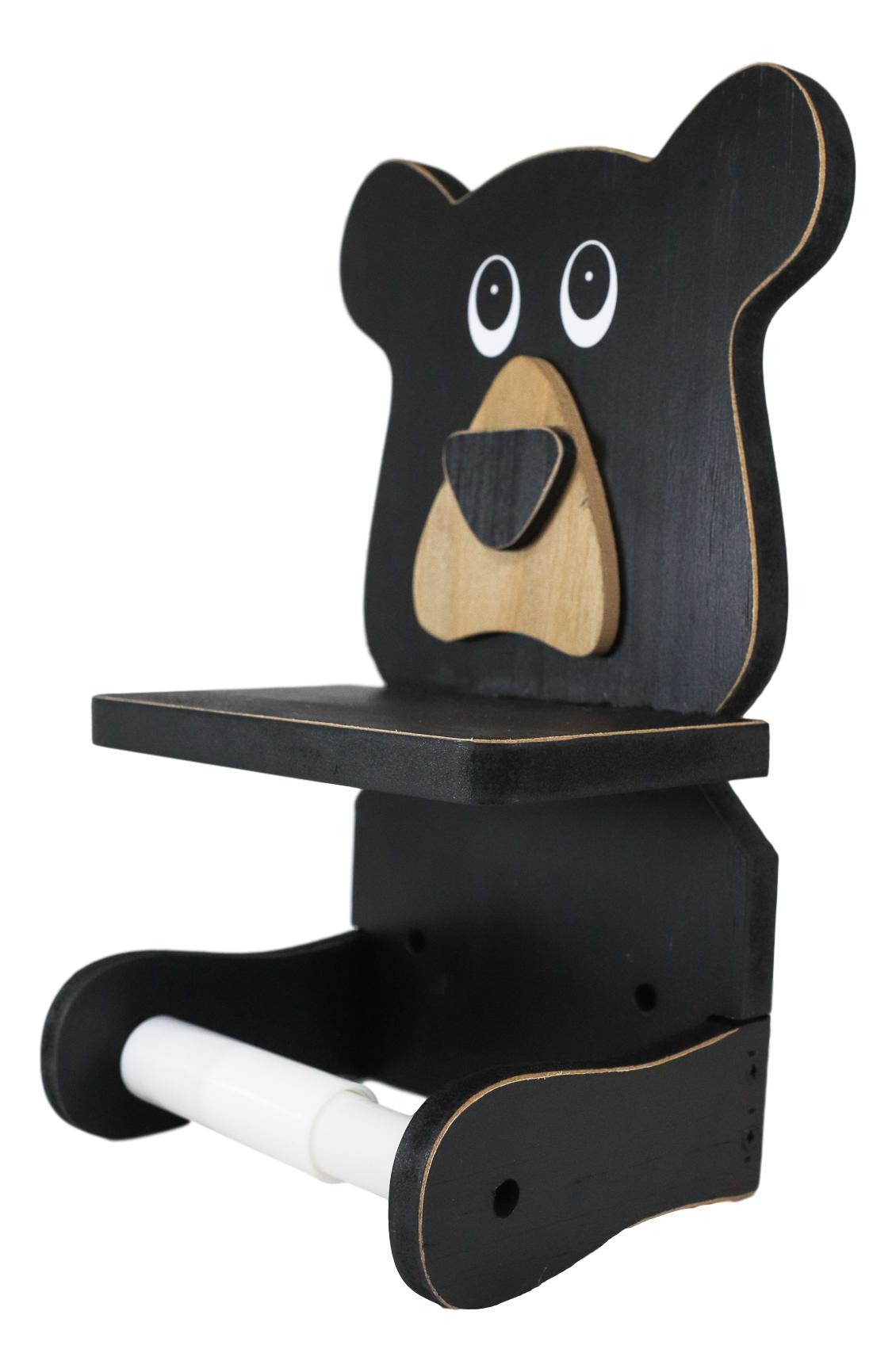 Whimsical Kids Rustic Black Bear Cub Toilet Paper Holder With Cell Pho Ebros Gift